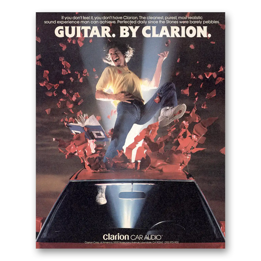 1988 Clarion Car Audio Guitar Vintage Magazine Print Ad