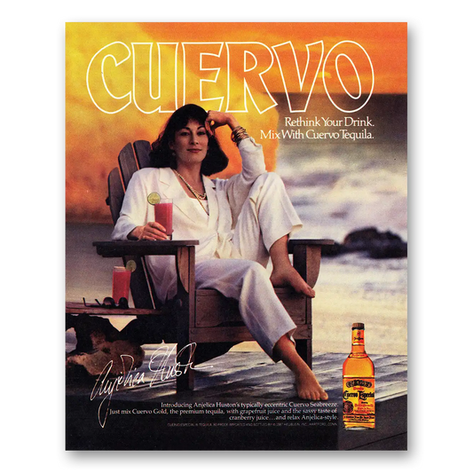 1988 Cuervo Tequila Anjelica Huston Vintage Magazine Print Ad