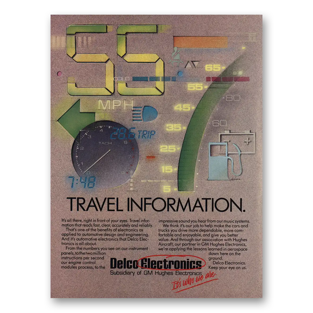 1988 Delco Auto Radio Travel Information Vintage Magazine Print Ad