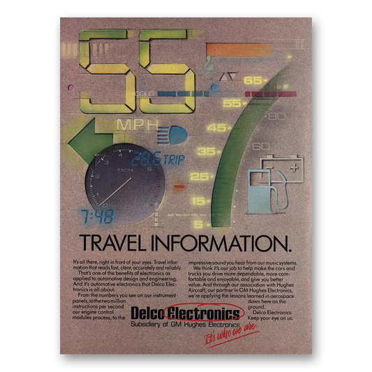 1988 Delco Auto Radio Travel Information Vintage Magazine Print Ad