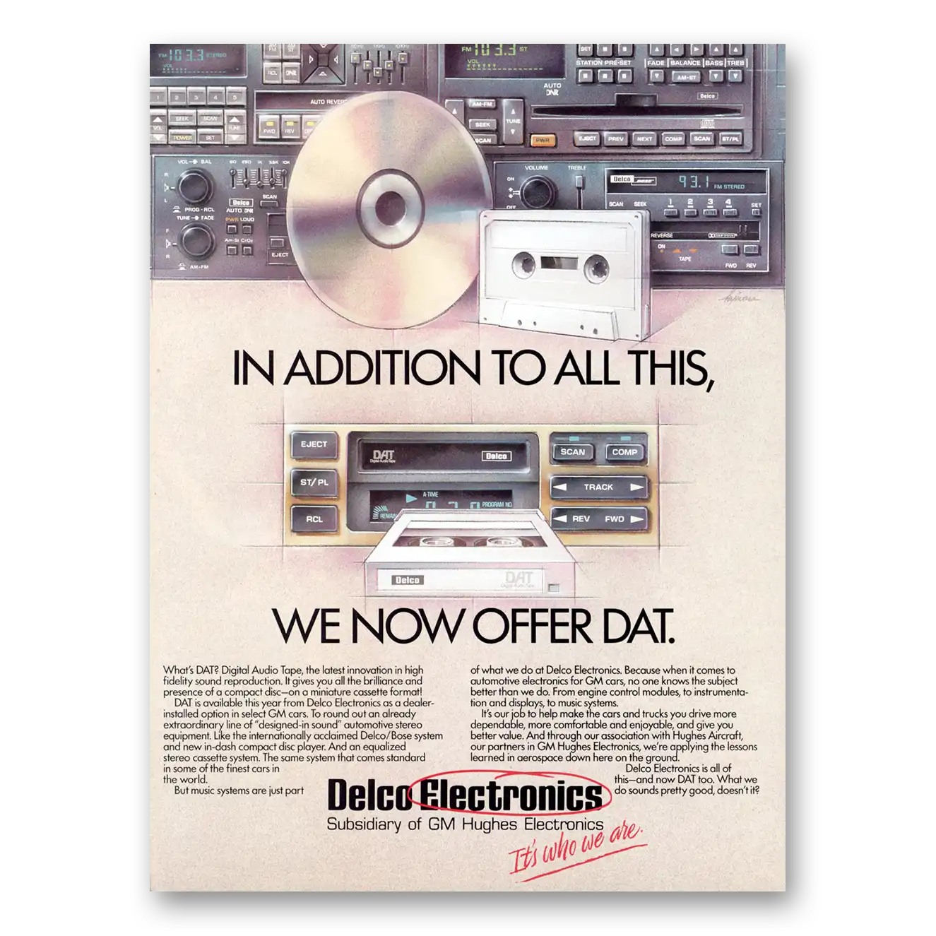 1988 Delco Auto Radio All of This We Now Offer Dat Vintage Magazine Print Ad