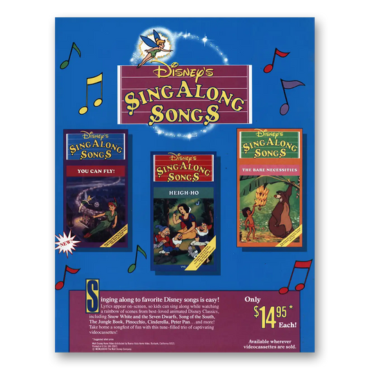 1988 Disneys Sing a Long Songs Disney Songs Vintage Magazine Print Ad