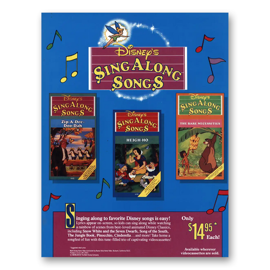 1988 Disneys Sing a Long Songs Disney Songs Vintage Magazine Print Ad