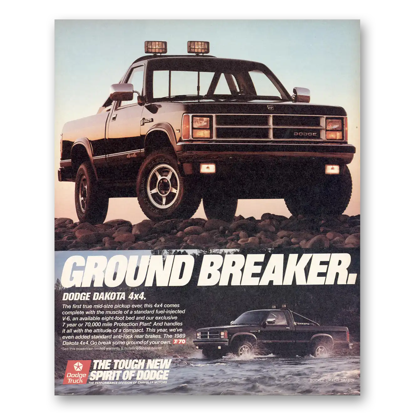 1988 Dodge Dakota Ground Breaker Vintage Magazine Print Ad