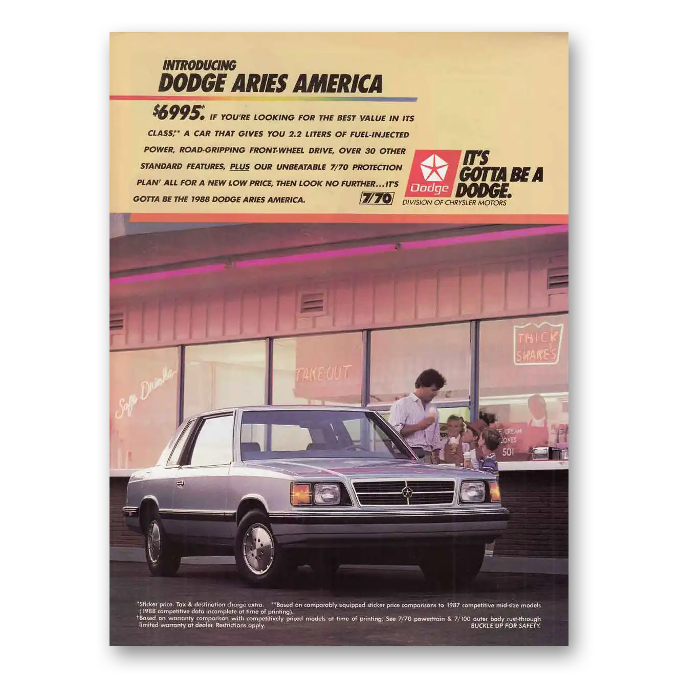 1987 Dodge Aries Looking for the Best Value Vintage Magazine Print Ad