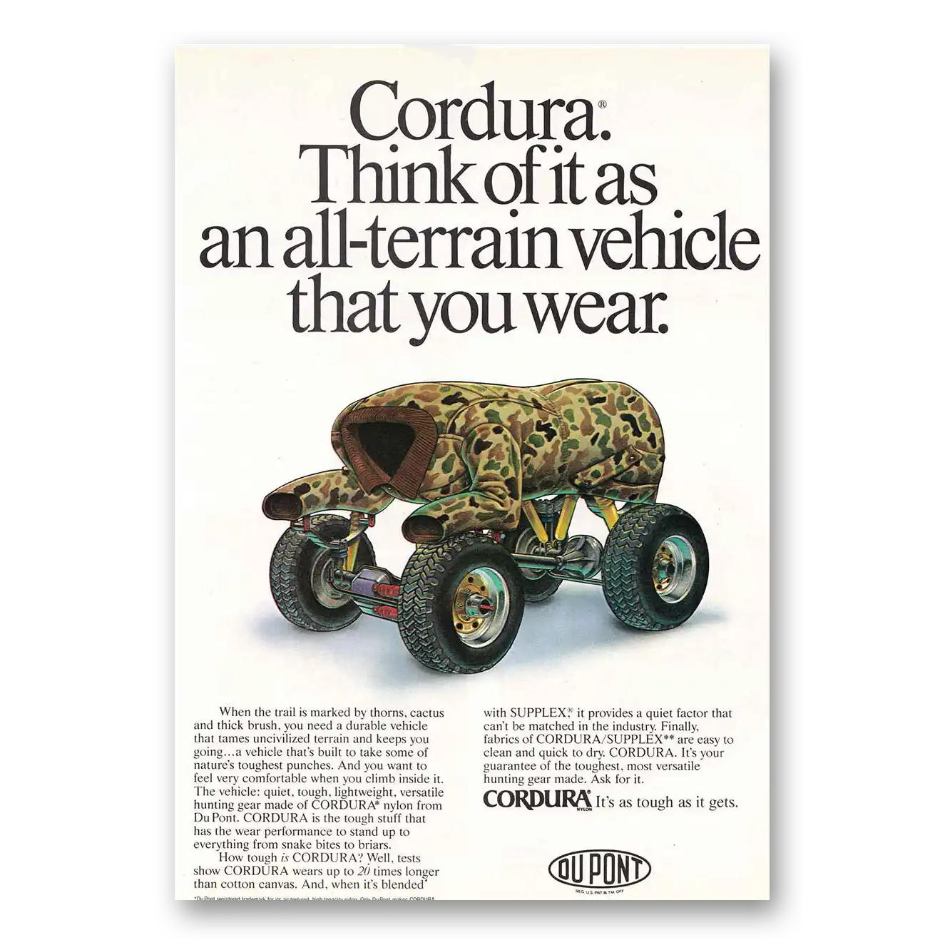 1988 DuPont Cordura All Terrain Vehicle Vintage Magazine Print Ad