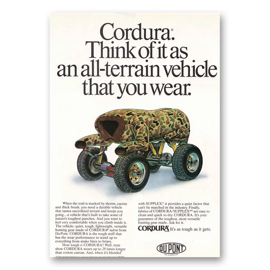 1988 DuPont Cordura All Terrain Vehicle Vintage Magazine Print Ad