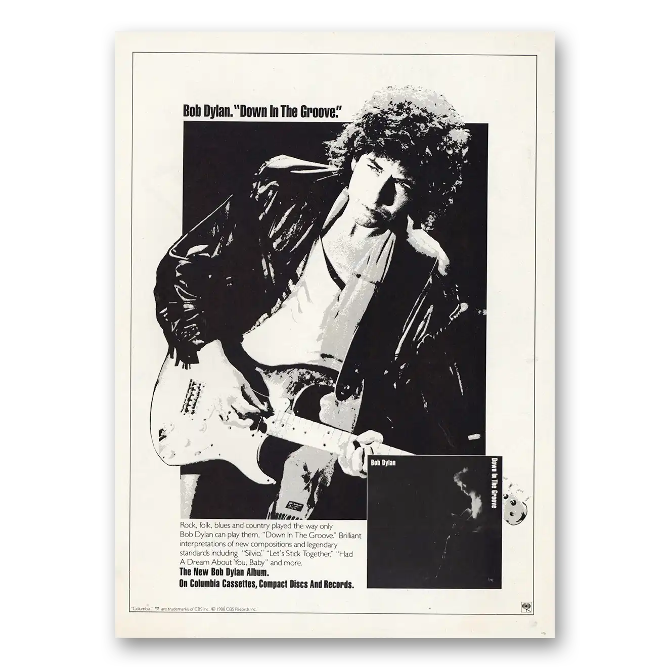 1988 Bob Dylan Promo Down in the Groove Vintage Magazine Print Ad