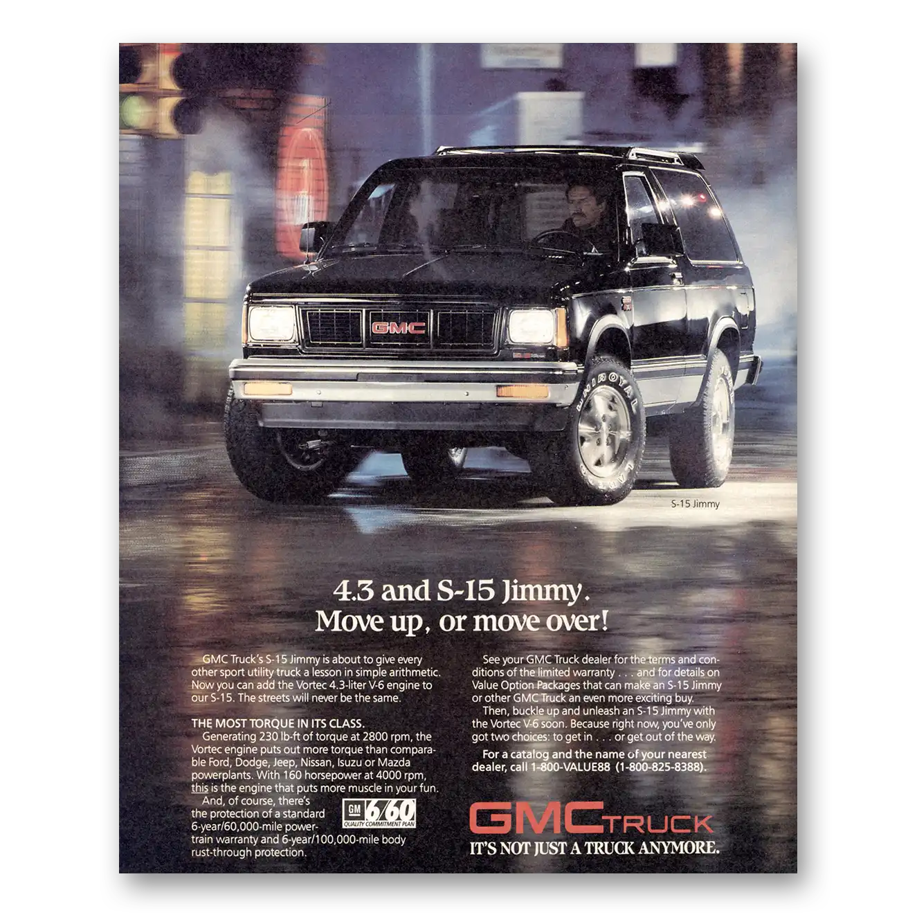 1988 GMC Jimmy Move Up or Move Over Vintage Magazine Print Ad