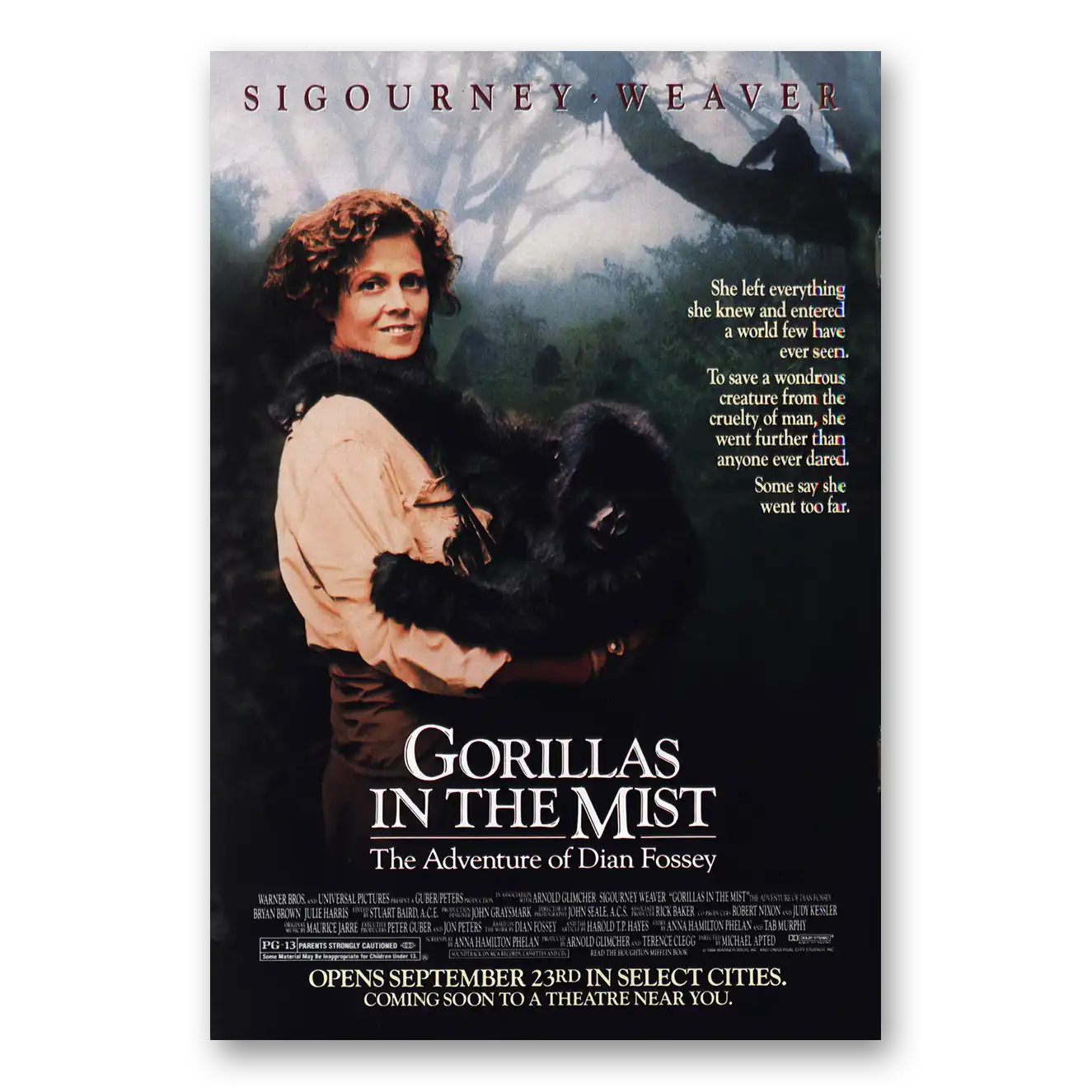 1988 Gorillas In the Mist Promo Sigourney Weaver Vintage Magazine Print Ad