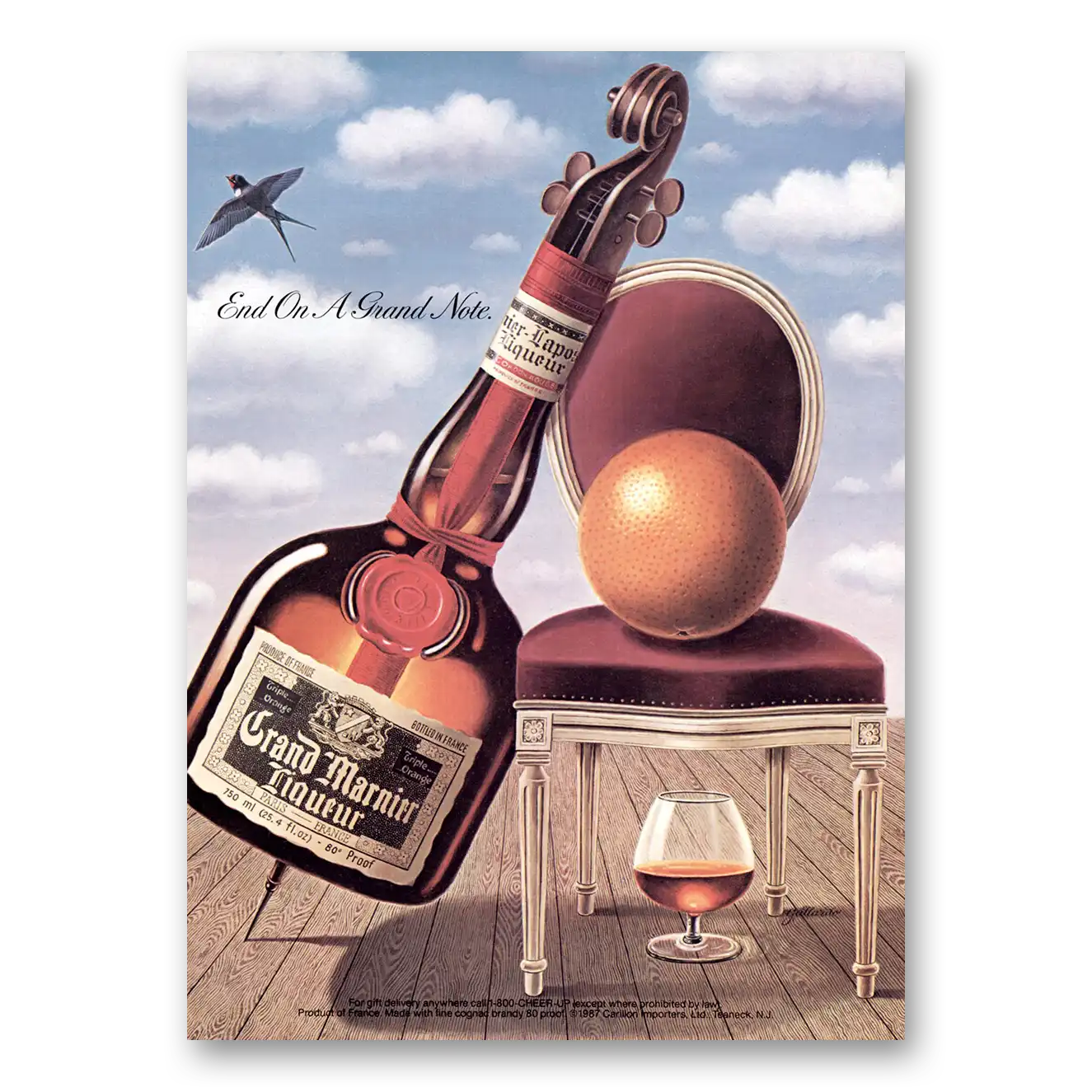 1988 Grand Marnier End On a Grand Note Vintage Magazine Print Ad