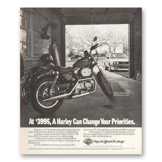 1988 Harley Davidson Can Change Your Priorities Vintage Magazine Print Ad