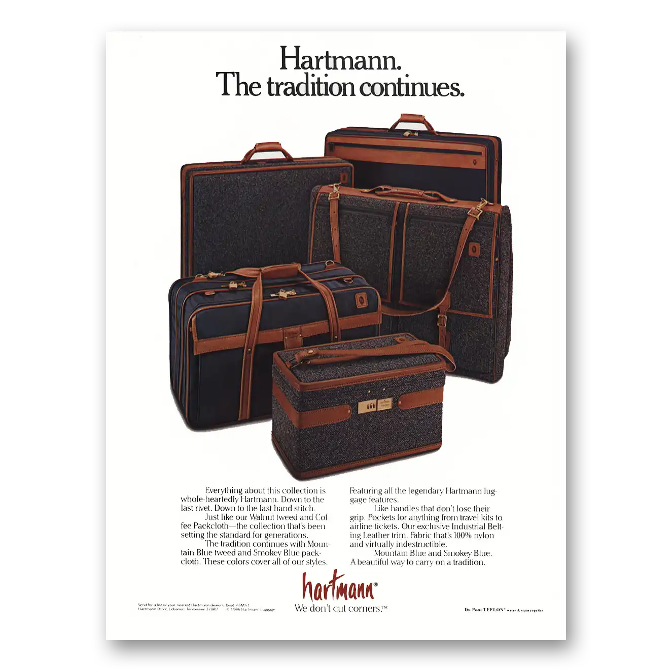 1988 Hartmann Luggage Tradition Continues Vintage Magazine Print Ad