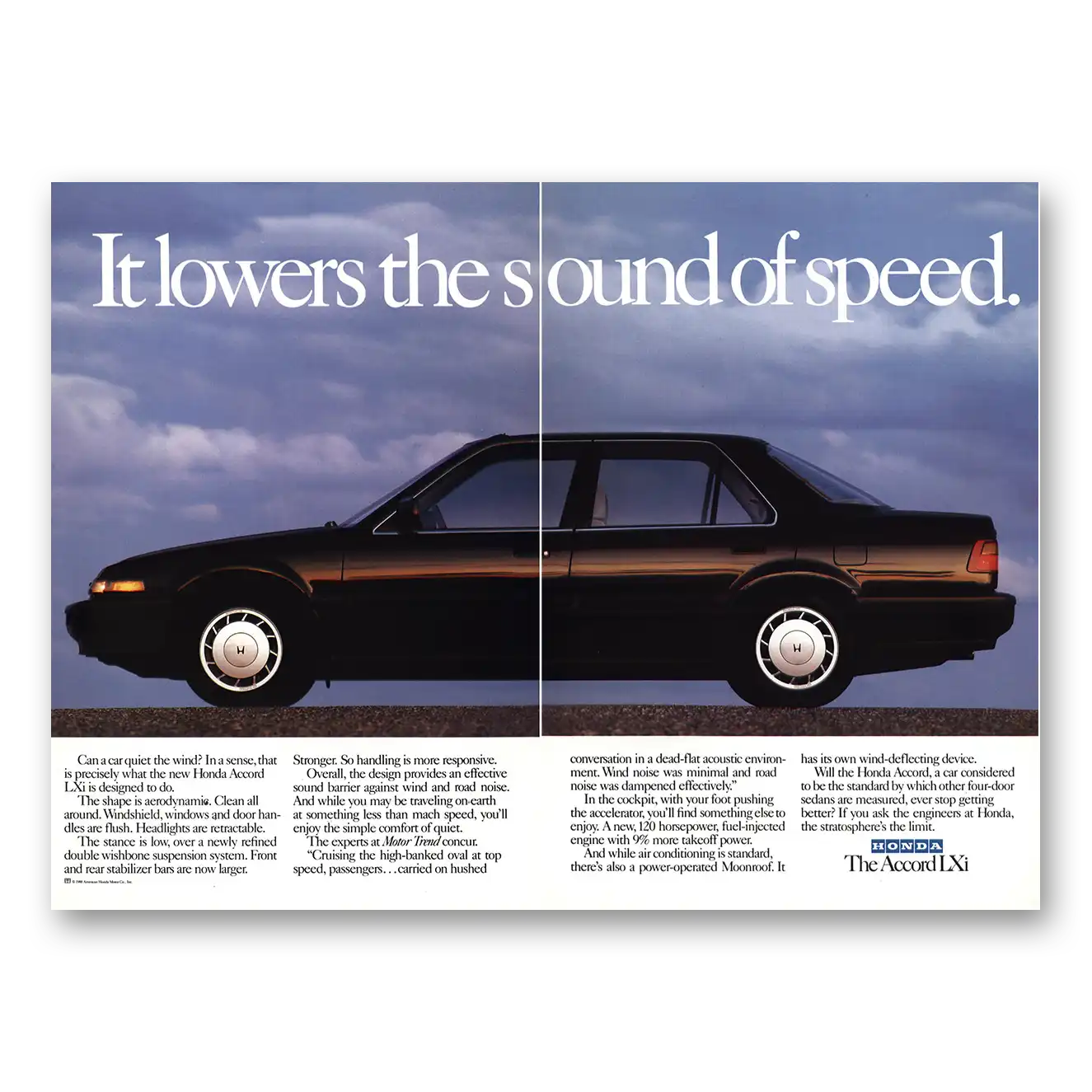 1988 Honda Accord Lowers Sound of Speed Vintage Magazine Print Ad