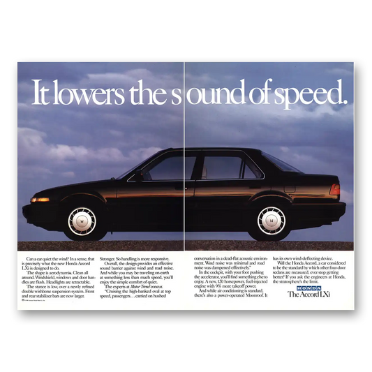 1988 Honda Accord Lowers Sound of Speed Vintage Magazine Print Ad