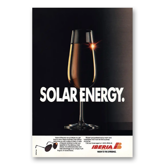 1988 Iberia Airlines Solar Energy Vintage Magazine Print Ad