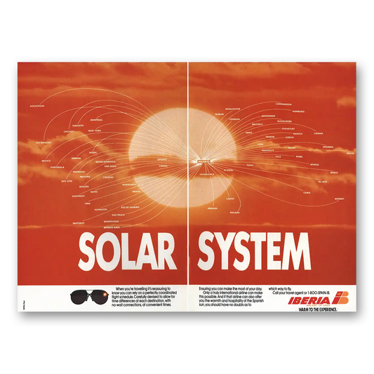 1988 Iberia Airlines Solar System Vintage Magazine Print Ad