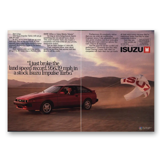 1988 Isuzu Impulse Turbo Land Speed Record Vintage Magazine Print Ad