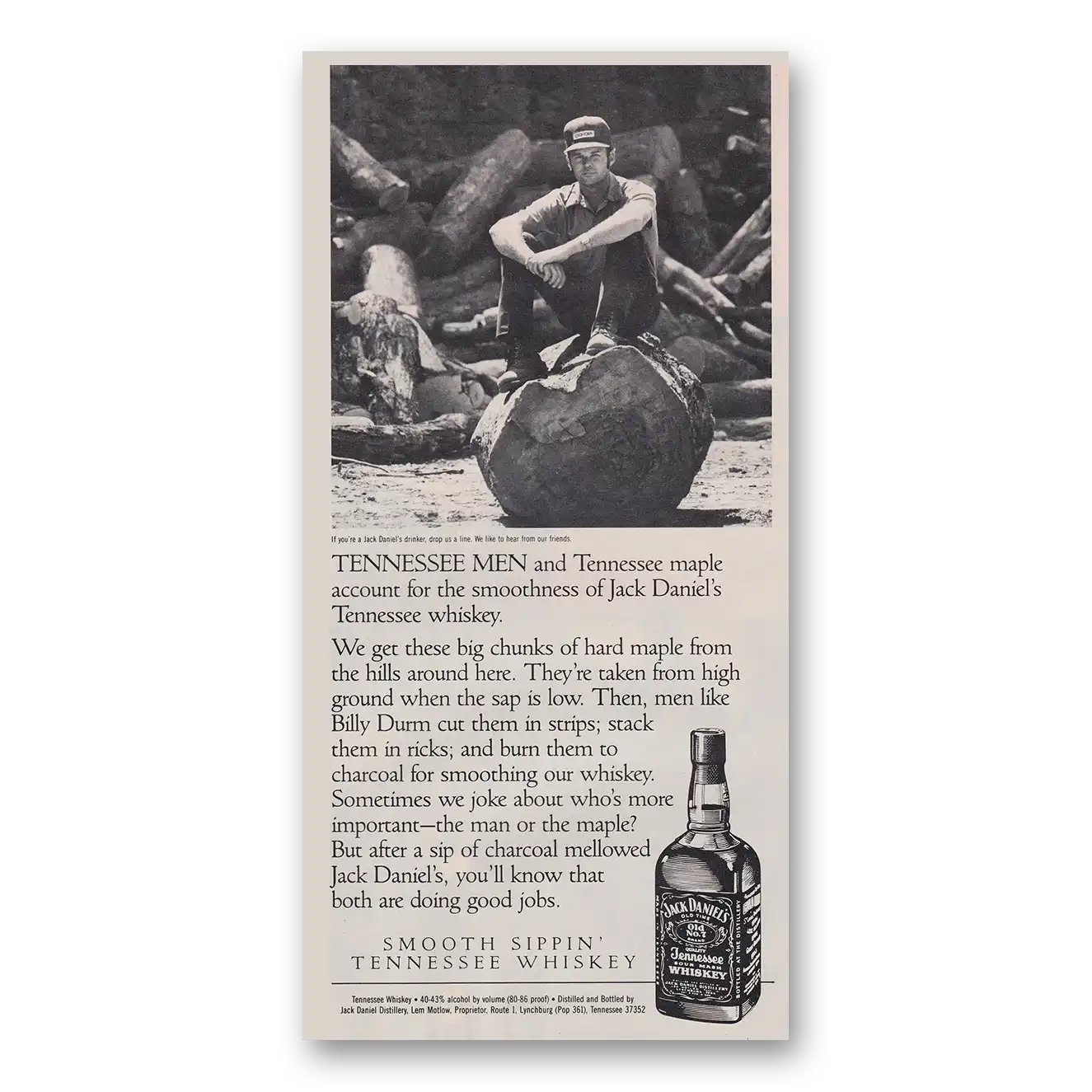 1988 Jack Daniels Tennessee Men and Tennessee Maple Vintage Magazine Print Ad