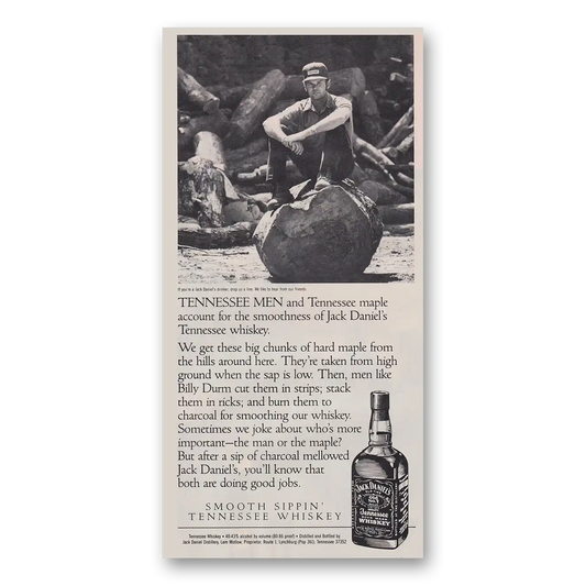 1988 Jack Daniels Tennessee Men and Tennessee Maple Vintage Magazine Print Ad