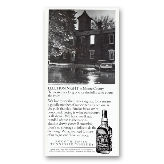 1988 Jack Daniels Election Night In Monroe County Vintage Magazine Print Ad