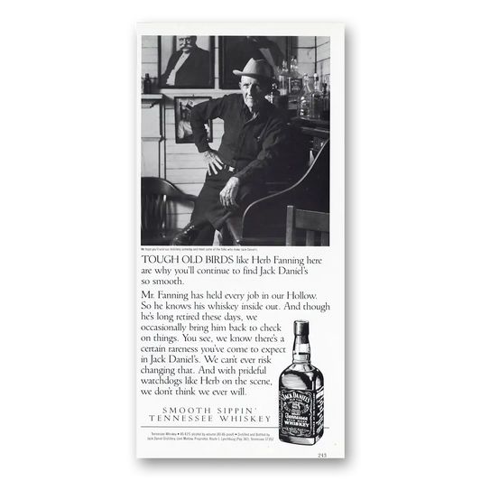 1988 Jack Daniels Tough Old Birds Herb Fanning Vintage Magazine Print Ad