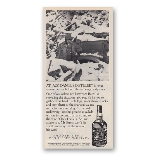 1988 Jack Daniels Never Snows Too Much But When It Does Vintage Magazine Print Ad