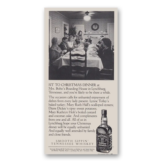 1988 Jack Daniels Sit to Christmas Dinner Vintage Magazine Print Ad