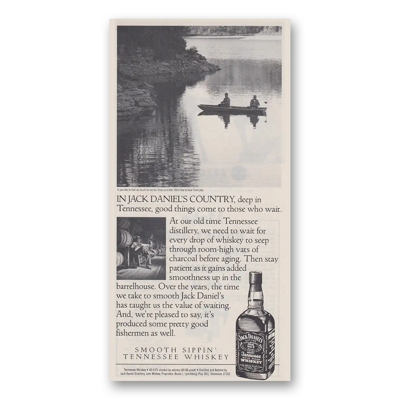 1988 Jack Daniels Deep In Tennessee Boat Vintage Magazine Print Ad