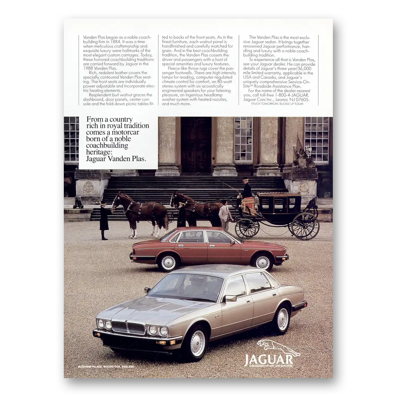 1988 Jaguar Royal Tradition Vintage Magazine Print Ad