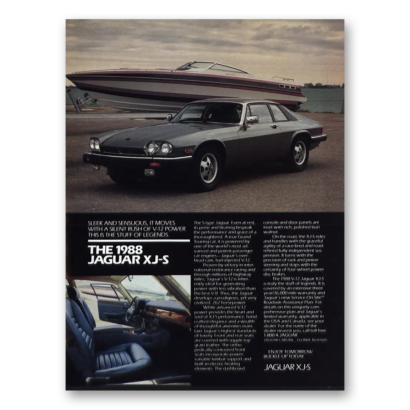 1988 Jaguar XJS Sleek and Sensuous Silent Rush Vintage Magazine Print Ad