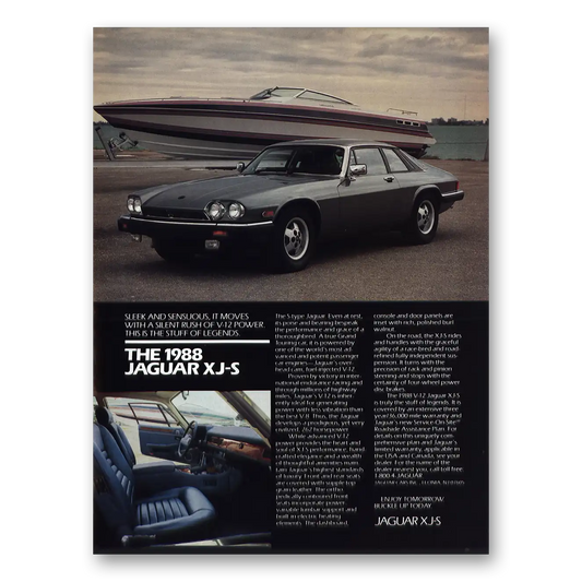 1988 Jaguar XJS Sleek and Sensuous Silent Rush Vintage Magazine Print Ad