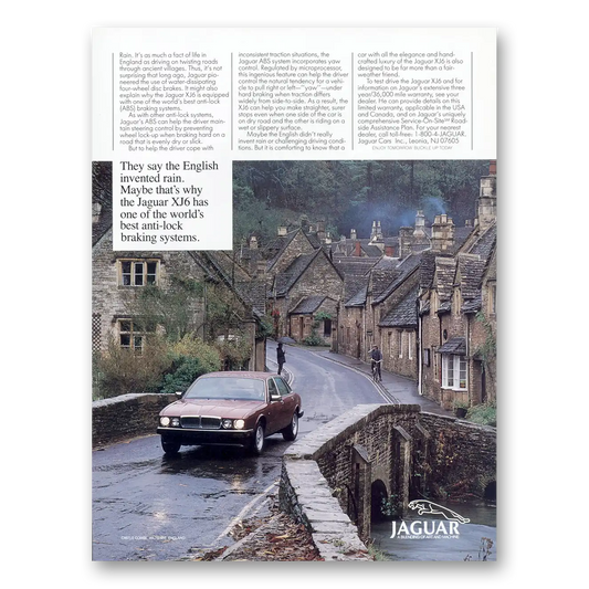 1987 Jaguar English Invented Rain Vintage Magazine Print Ad