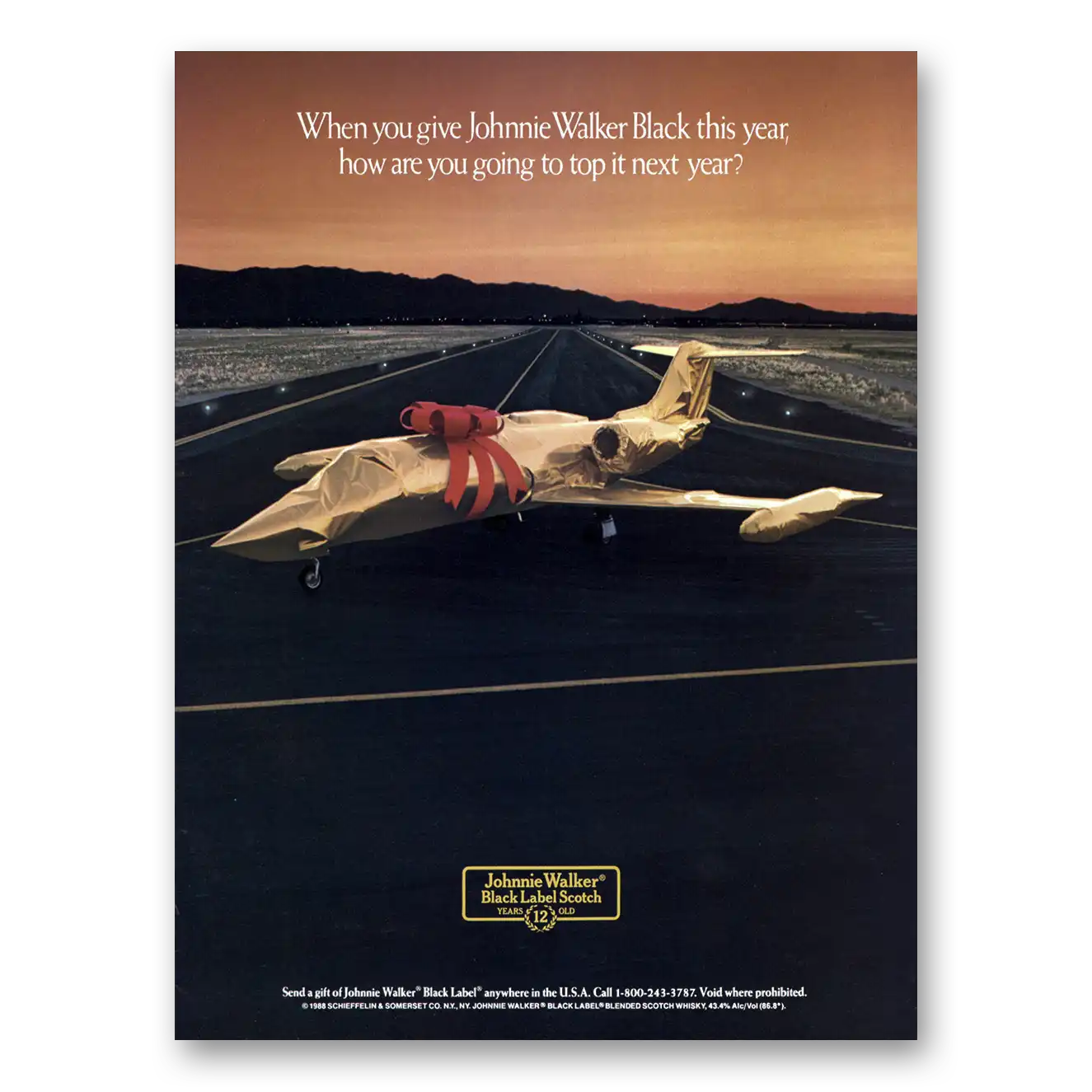 1988 Johnnie Walker Black Label How Are You Going to Top It Next Year Vintage Magazine Print Ad