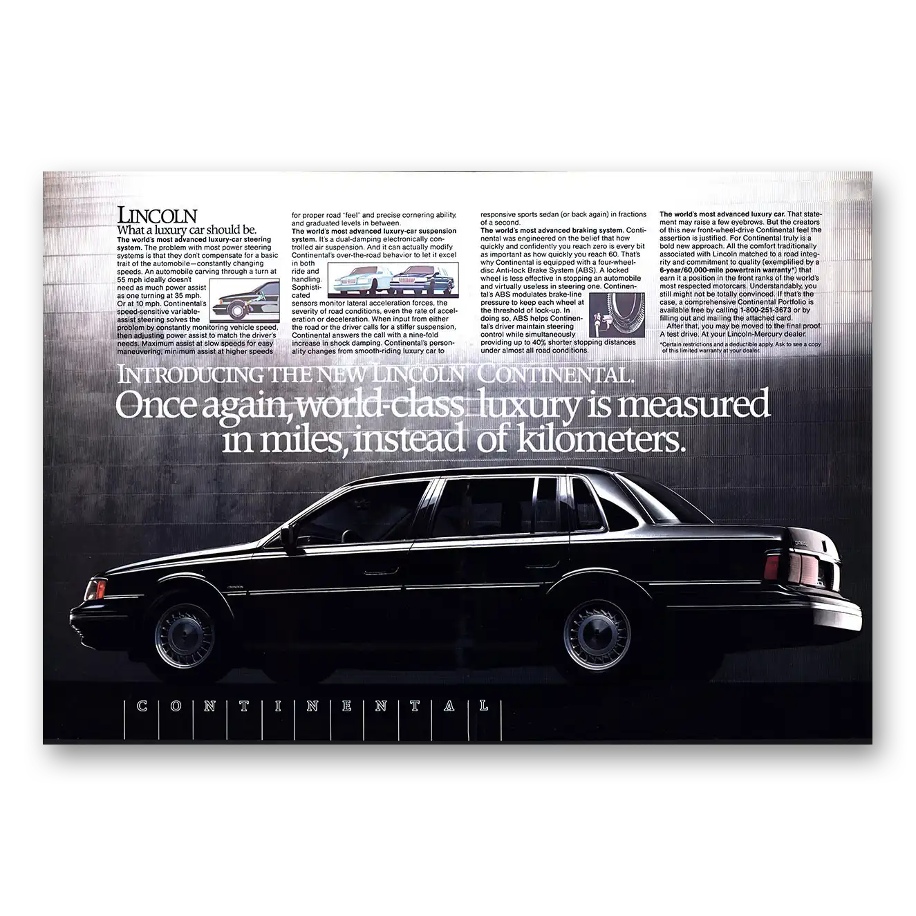 1988 Lincoln Continental Once Again World Class Vintage Magazine Print Ad