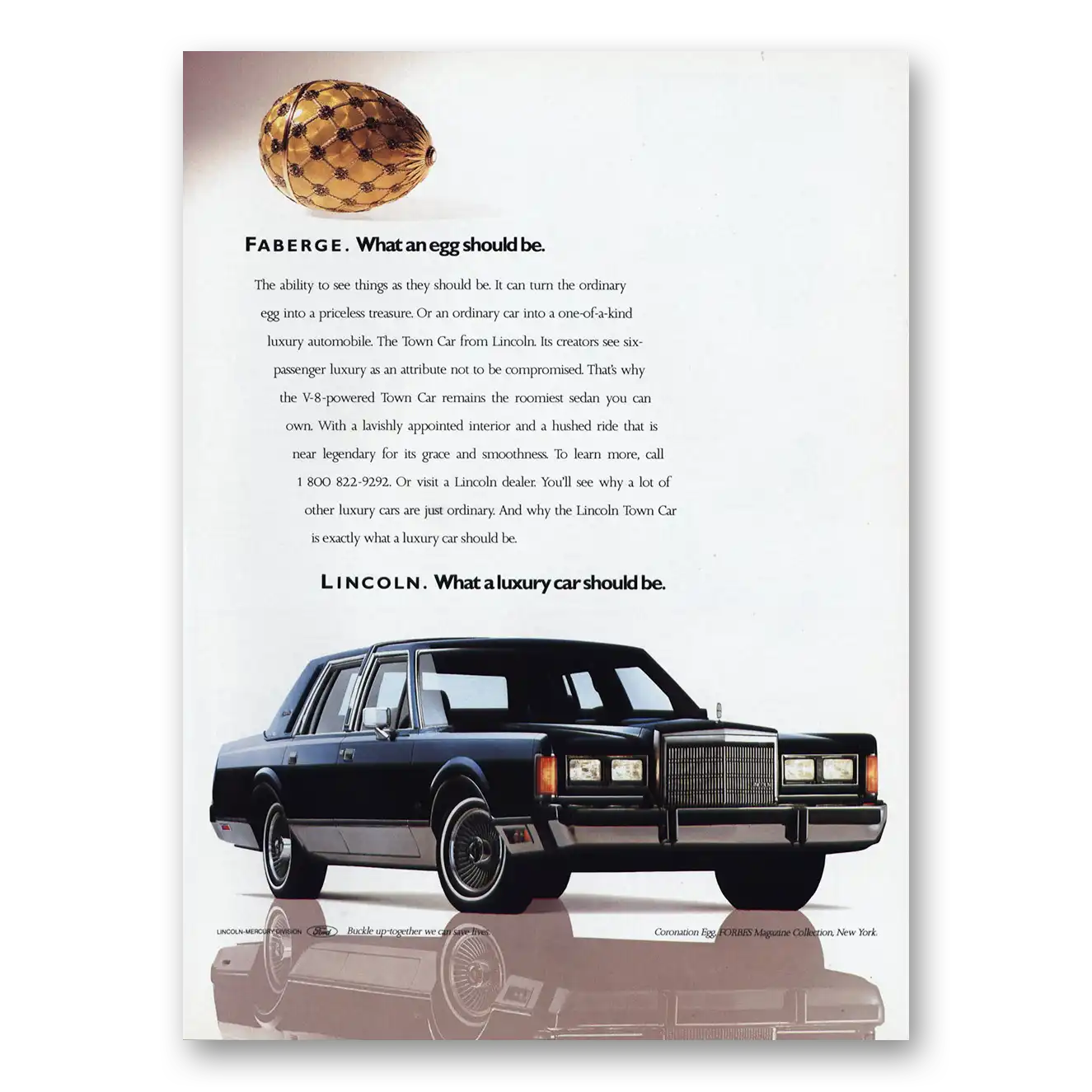 1988 Lincoln Town Car Faberge What an Egg Should Be Vintage Magazine Print Ad