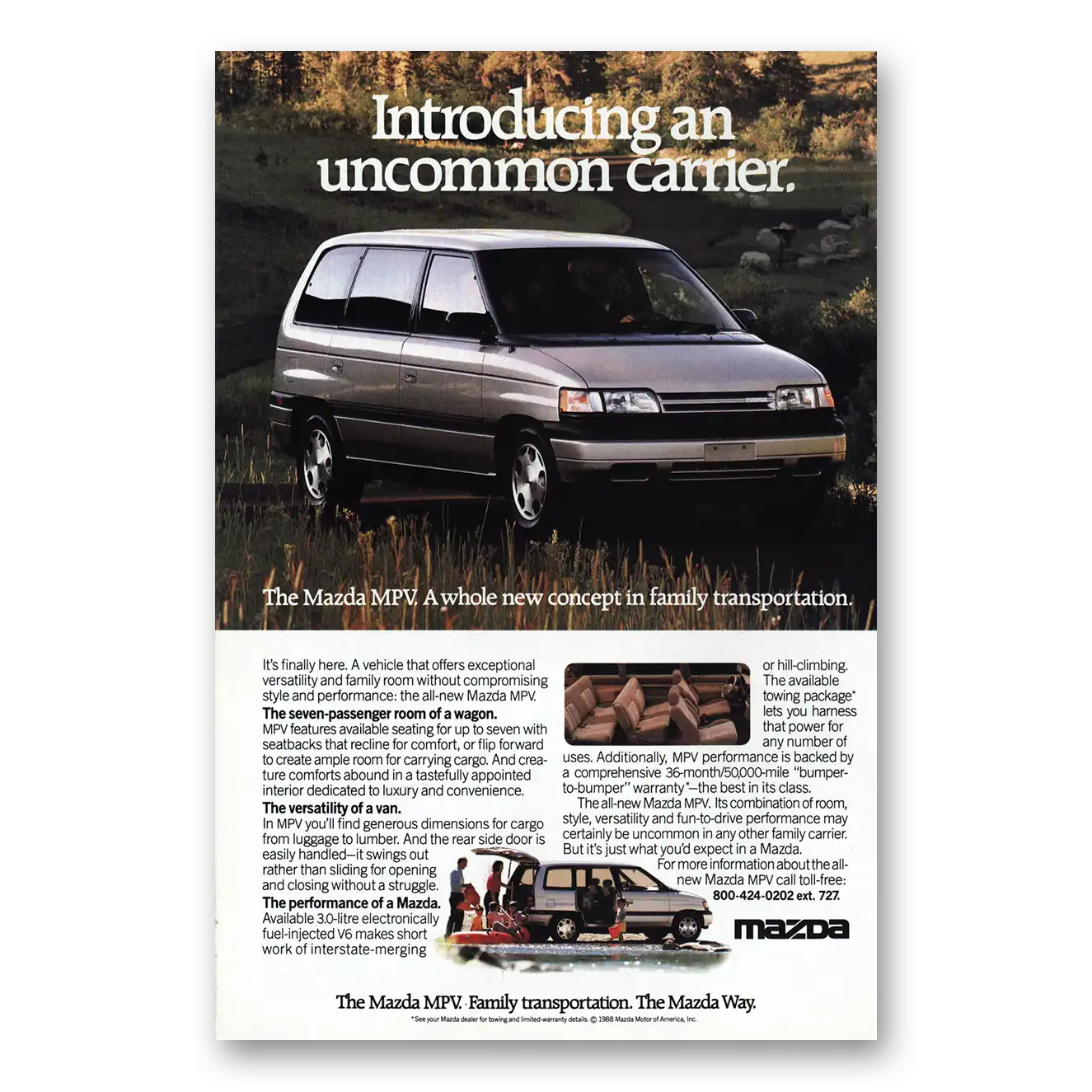 1988 Mazda MPV MPV Introducing Uncommon Carrier Vintage Magazine Print Ad