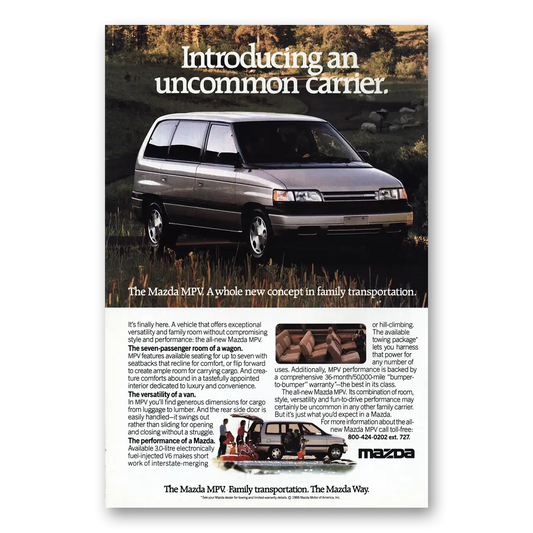 1988 Mazda MPV MPV Introducing Uncommon Carrier Vintage Magazine Print Ad