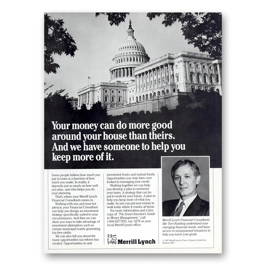 1988 Merrill Lynch Your Money Can Do More Good Vintage Magazine Print Ad