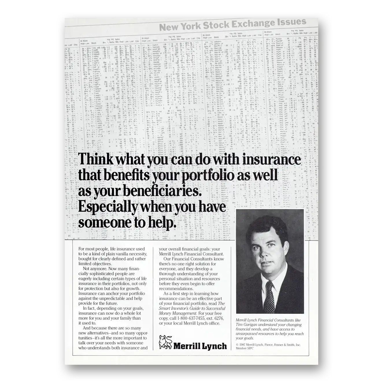 1988 Merrill Lynch Think What You Can Do With Insurance Vintage Magazine Print Ad