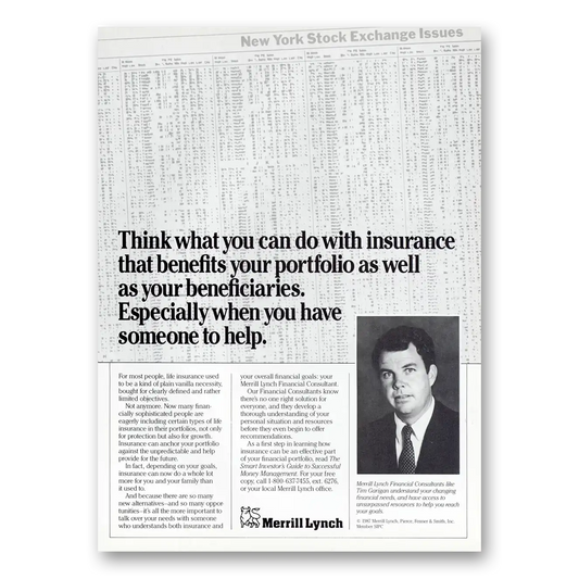 1988 Merrill Lynch Think What You Can Do With Insurance Vintage Magazine Print Ad