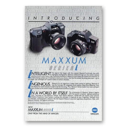 1988 Minolta Maxxum Series L Vintage Magazine Print Ad