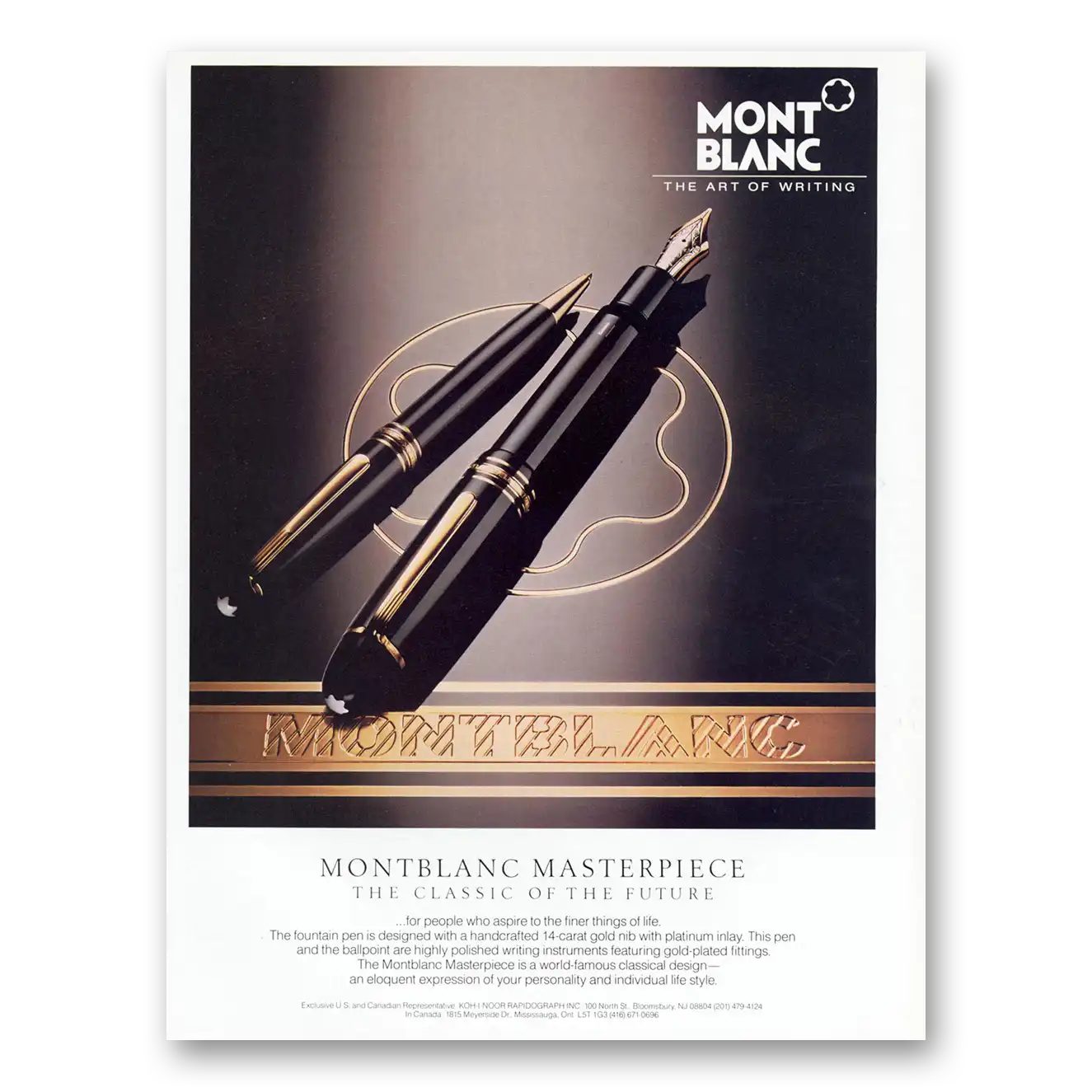 1988 Montblanc Pens Masterpiece Classic of the Future Vintage Magazine Print Ad