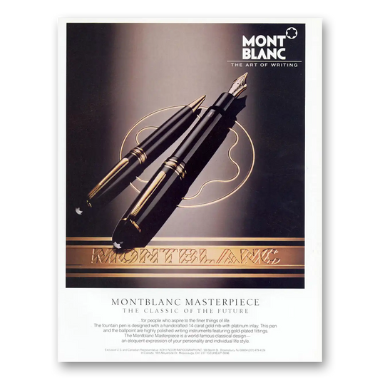 1988 Montblanc Pens Masterpiece Classic of the Future Vintage Magazine Print Ad