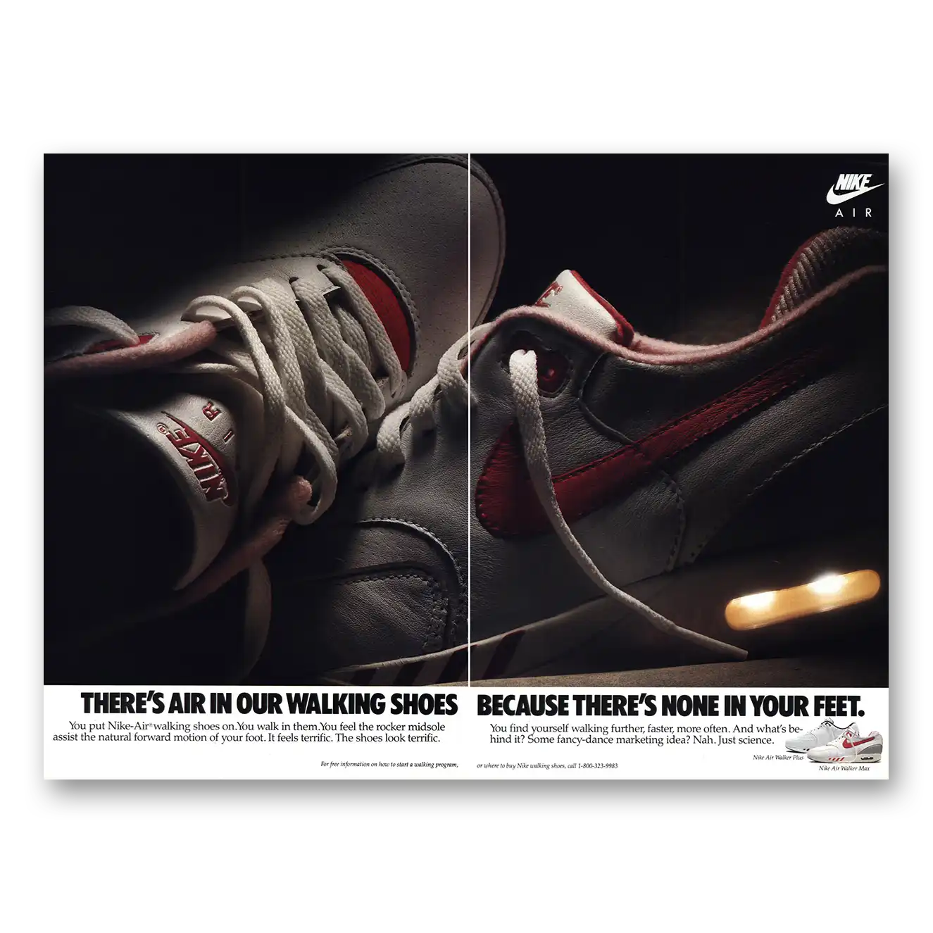 1988 Nike Air In Our Walking Shoes Vintage Magazine Print Ad