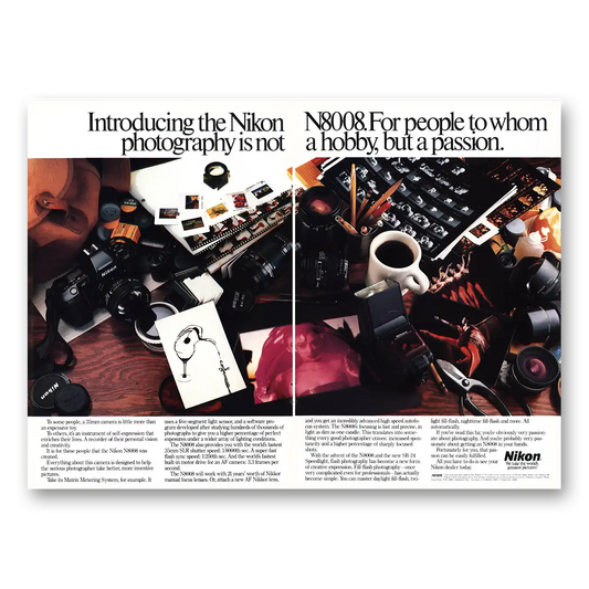 1988 Nikon Camera N8008 Camera Not a Hobby But a Passion Vintage Magazine Print Ad