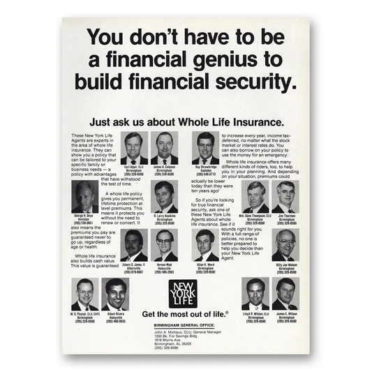 1988 New York Life Insurance Financial Genius Vintage Magazine Print Ad