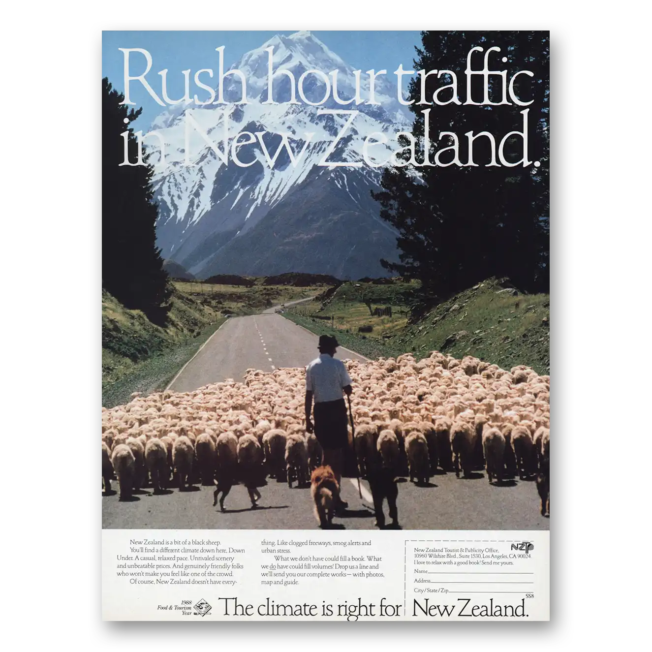 1988 New Zealand Rush Hour Traffic Vintage Magazine Print Ad