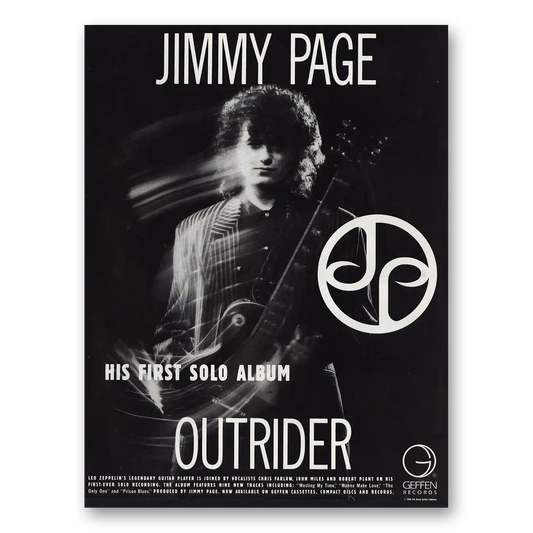 1988 Jimmy Page First Solo Album Outrider Vintage Magazine Print Ad