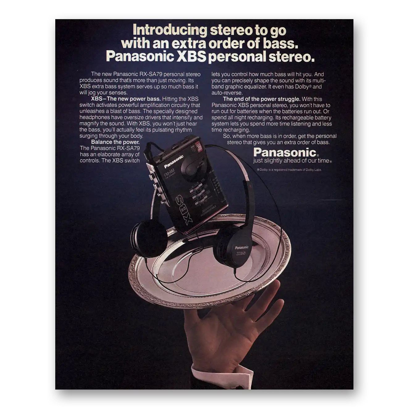 1988 Panasonic XBS Personal Stereo Stereo To Go Vintage Magazine Print Ad